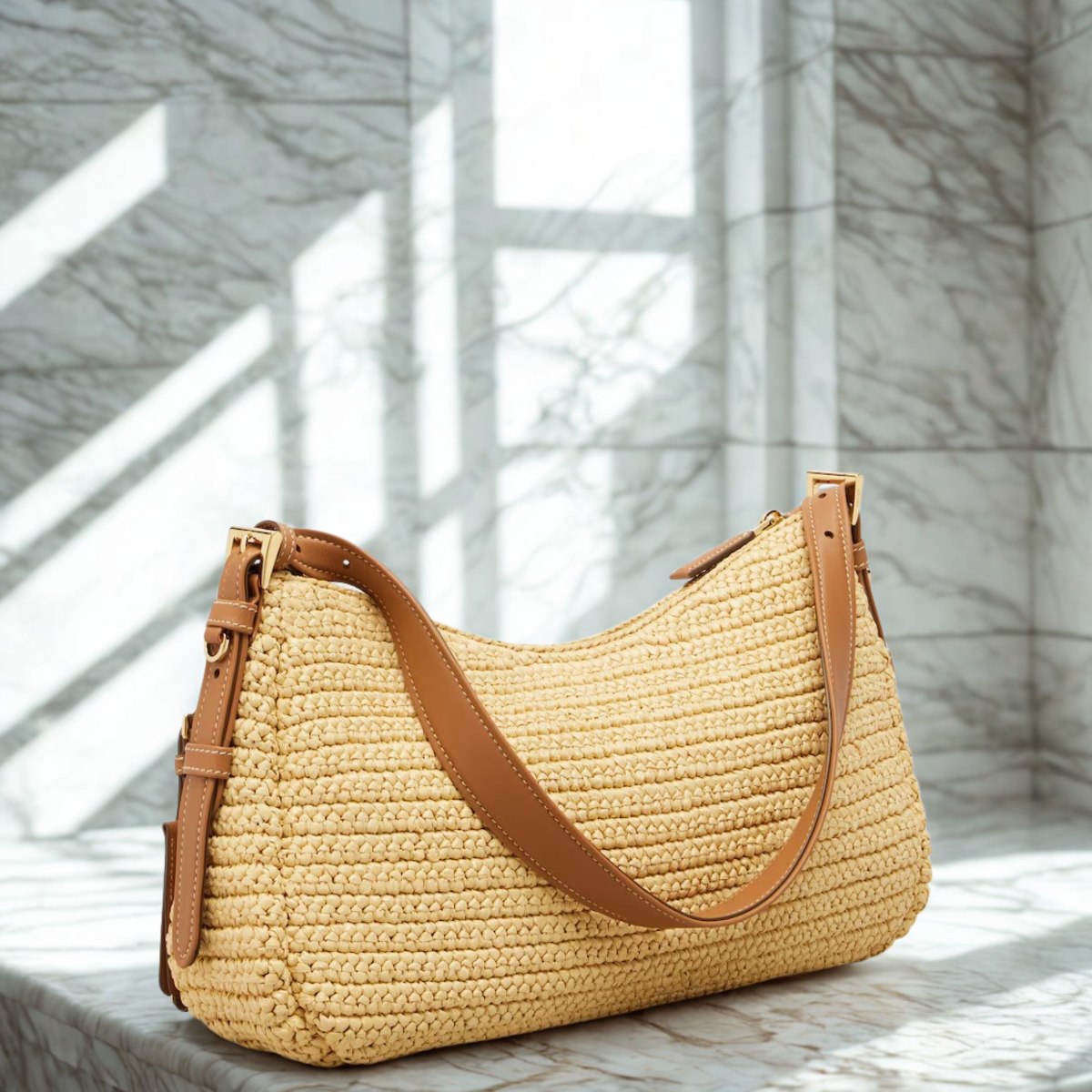PRADA – AIMÉE BAG IN CROCHET AND LEATHER (LARGE)